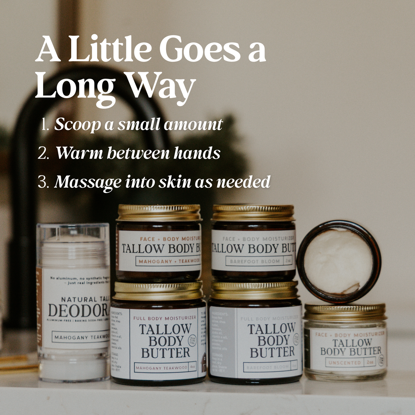 Revive Homestead tallow body butter jar with creamy, smooth texture, showcasing a natural skincare product for nourishing skin.