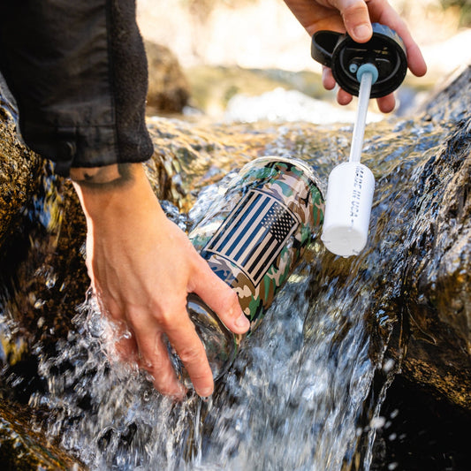 Epic Water Filters USA Everywhere Bottle filter replacement cartridge showing the activated carbon filter element for clean drinking water.