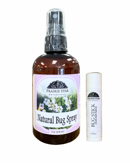Prairie Star Botanicals natural bug spray and bug stick for outdoor protection against insects.