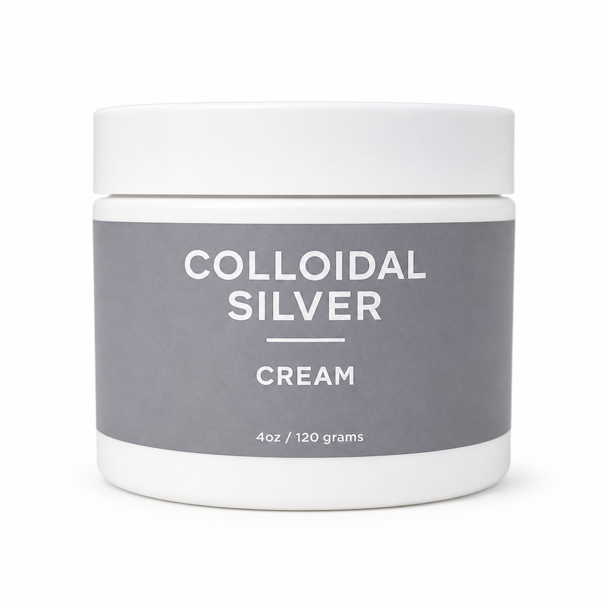 Organic colloidal silver cream by Taylor Made Organics in a 4oz jar, showcasing the therapeutic skincare product.