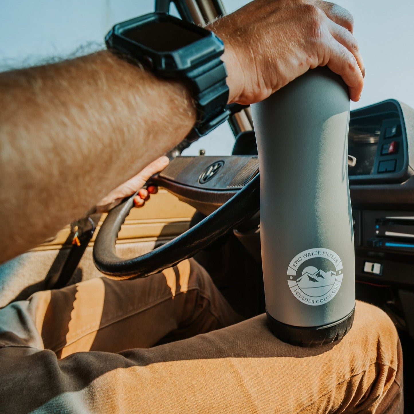 Epic Water Filters Everywhere Bottle filter with casing, designed for clean, filtered water on the go.