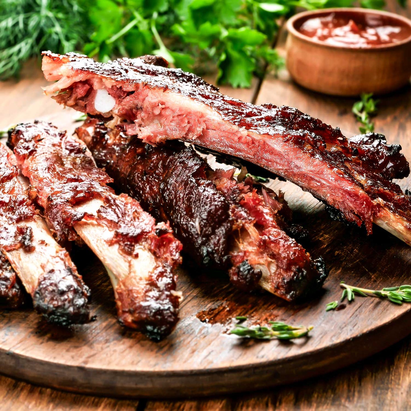 BBQ Memphis Riblets by Pig of the Month BBQ, shipped nationwide, showcasing tender, flavorful riblets ready to enjoy.