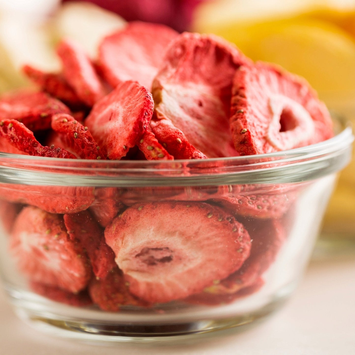 Canned freeze-dried sliced strawberries by Augason Farms in an 18-serving can, ideal for snacking or baking ingredients.