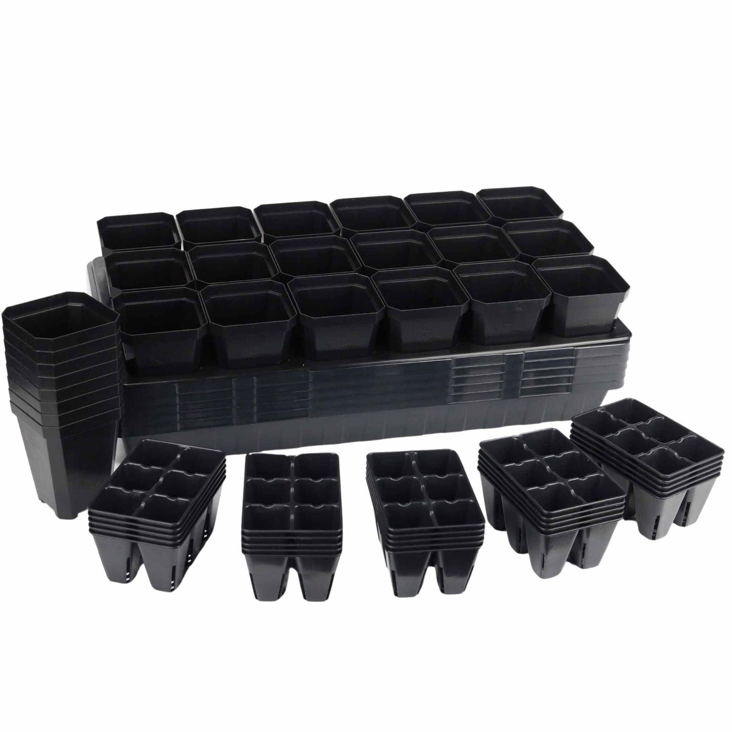 Colorful Bootstrap Farmer pots with humidity domes in the Ultimate Backyard Gardener Bundle for planting and gardening.
