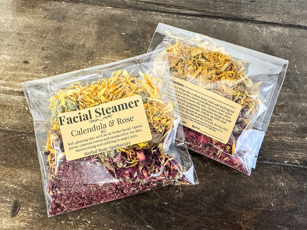Herbalroseapothecary facial steamer with calendula and rose extracts, showcasing the steaming device for skincare.