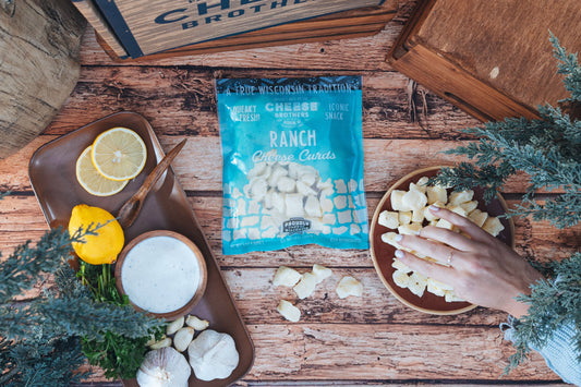 Fresh ranch cheese curds from Cheese Brothers, Inc. in a single pack, showcasing creamy cheese curds ready to enjoy.