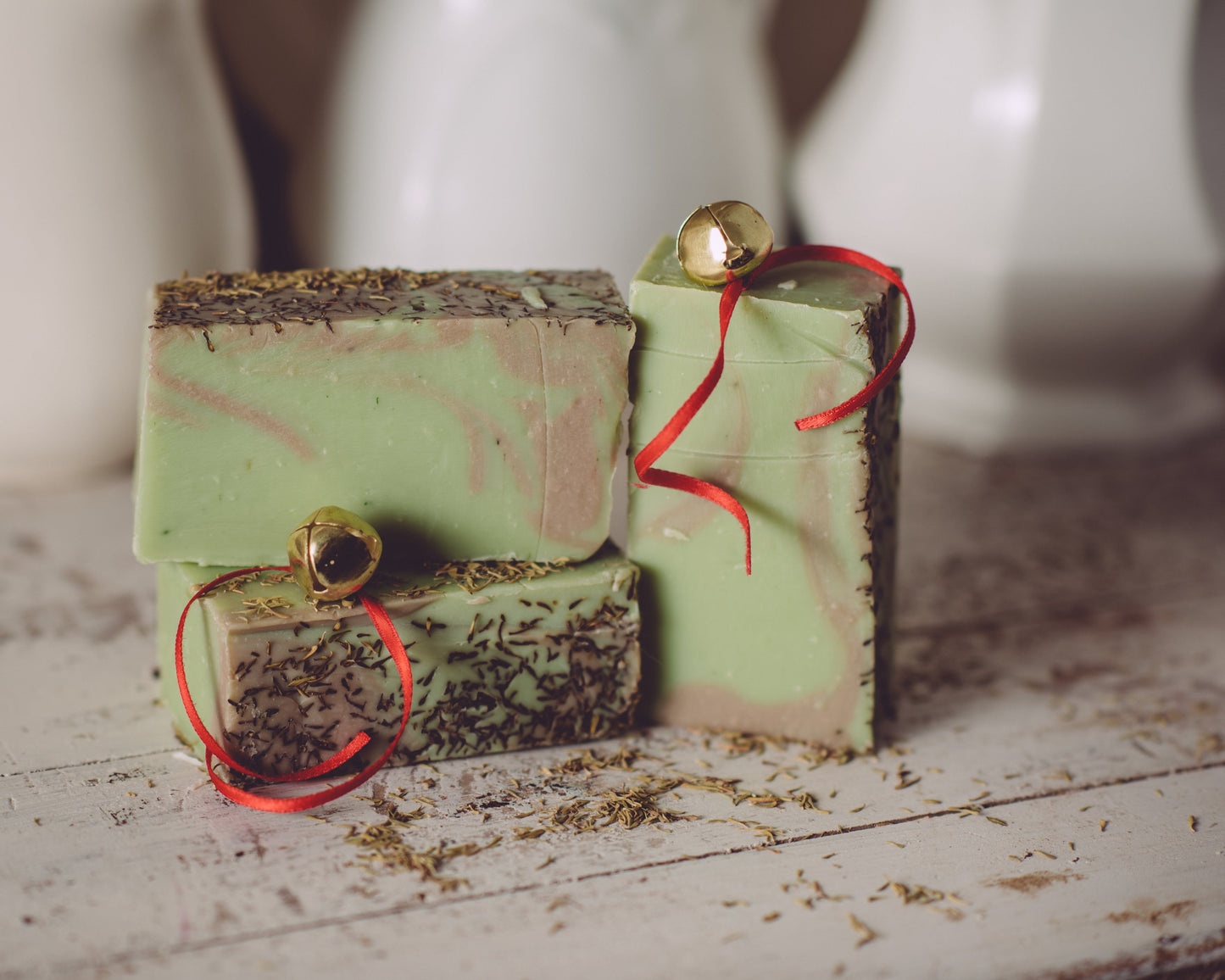 Organic Christmas Thyme handmade soap by Sweet Harvest Farms with festive holiday scent and natural herbal ingredients.