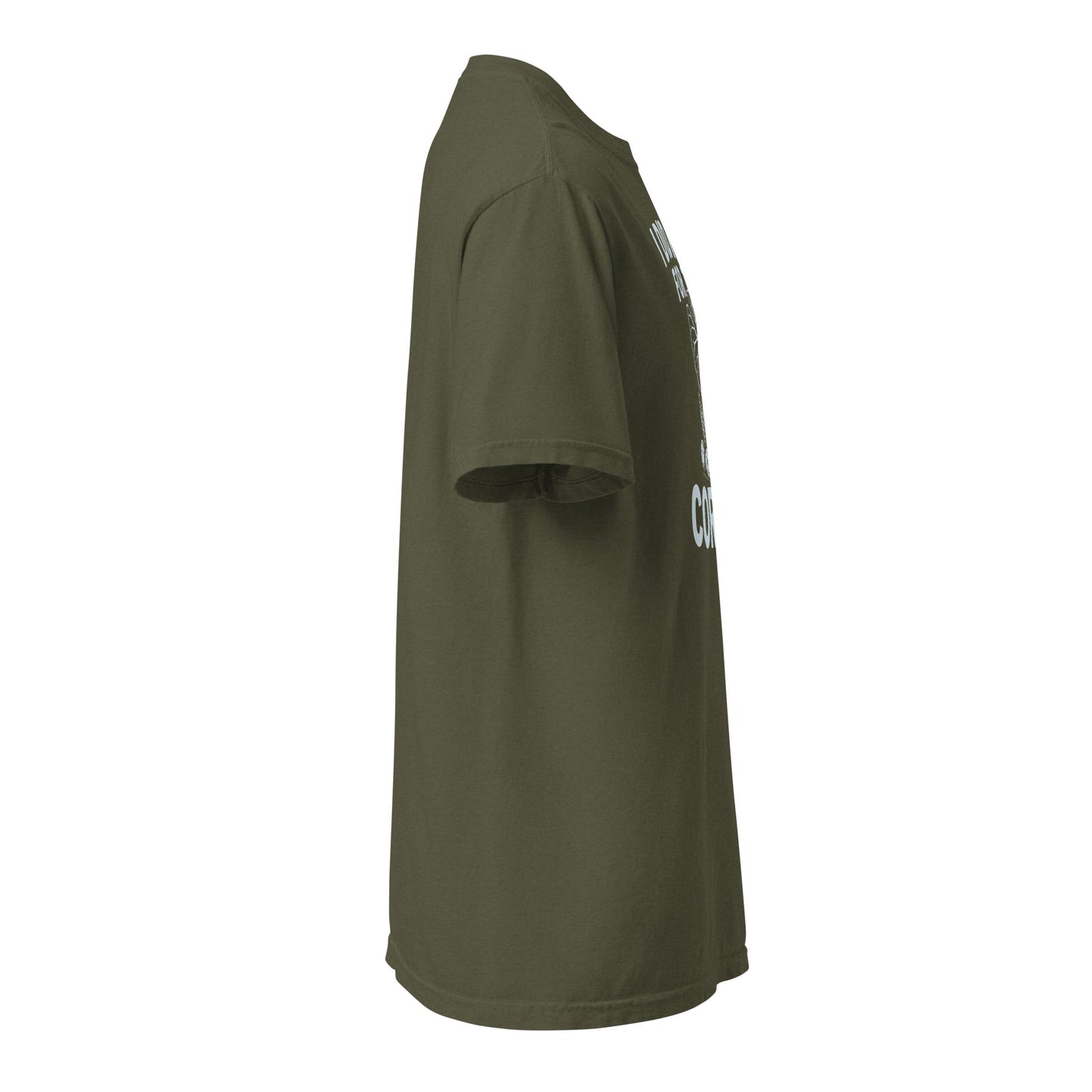 Black heavyweight cotton T-shirt from FGMN Originals with "I Did It All for the Corms" slogan, by FGMN Nursery.