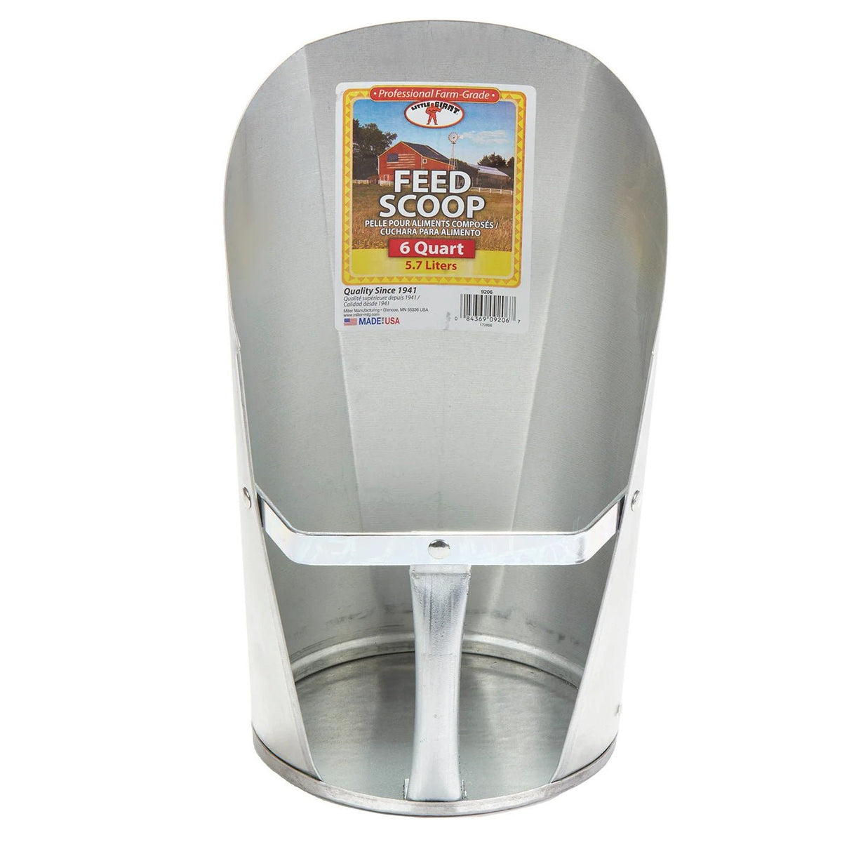 Galvanized feed scoops for livestock feeding, made by Jeffers, with sturdy metal construction for farm and ranch use.