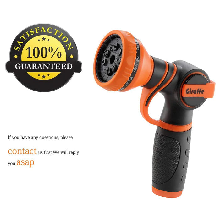 Giraffe Tools US garden hose nozzle with nine spray patterns, gardening accessory for watering and outdoor tasks