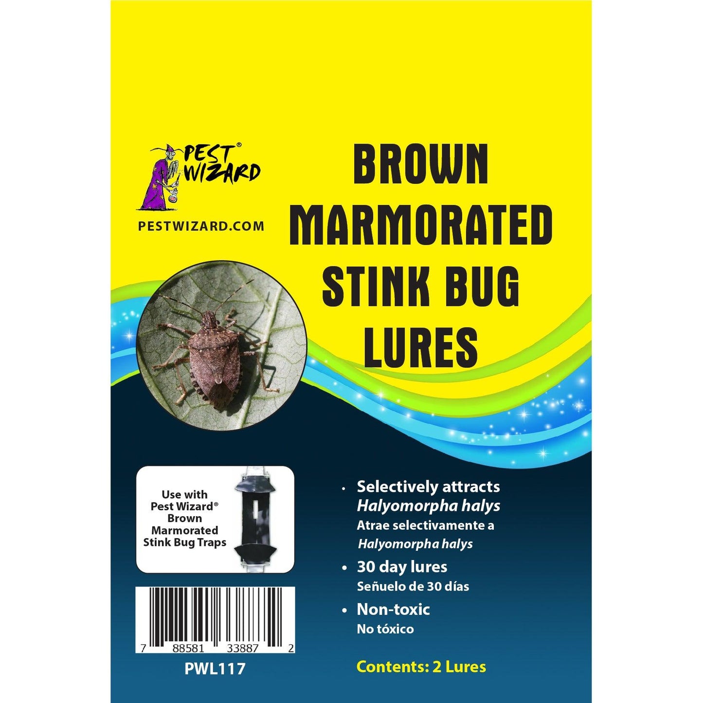 Grow Organic Pest Wizard Brown Marmorated Stink Bug Lure 2-Pack for effective pest control in gardens and outdoor spaces.