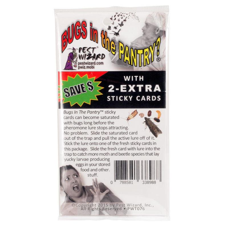 Grow Organic Pest Wizard sticky cards 2-pack for pest control, designed to trap pantry bugs with visible adhesive surfaces.