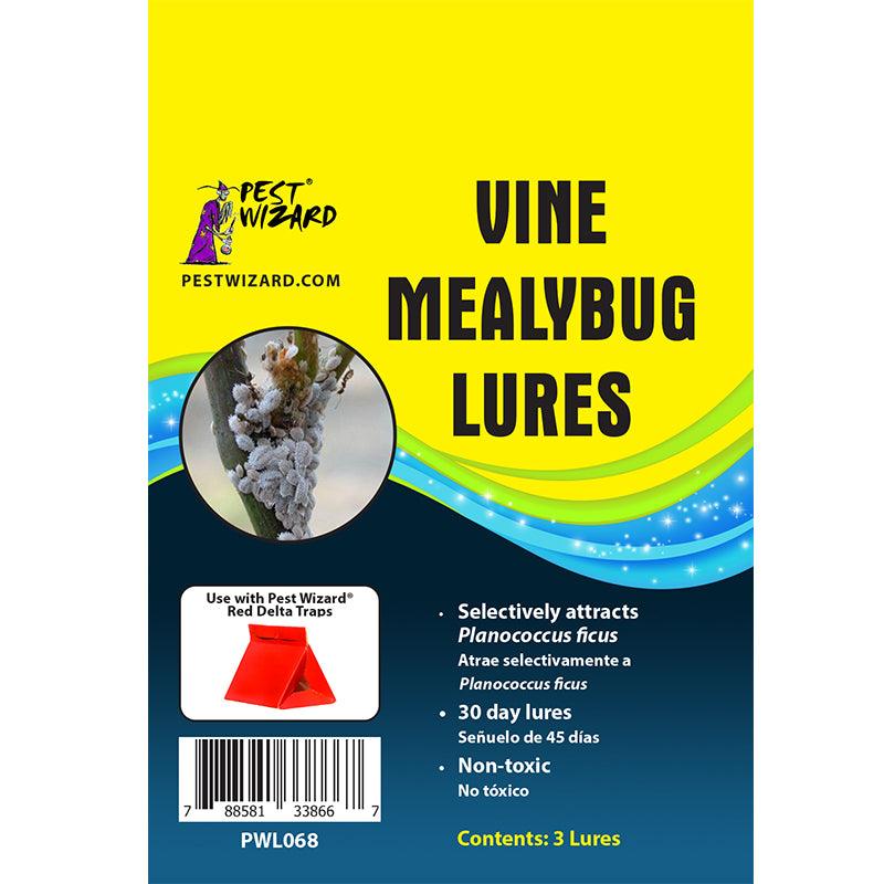 Grow Organic Pest Wizard Vine Mealybug Lure 3-Pack for pest control, shown in a natural outdoor setting.