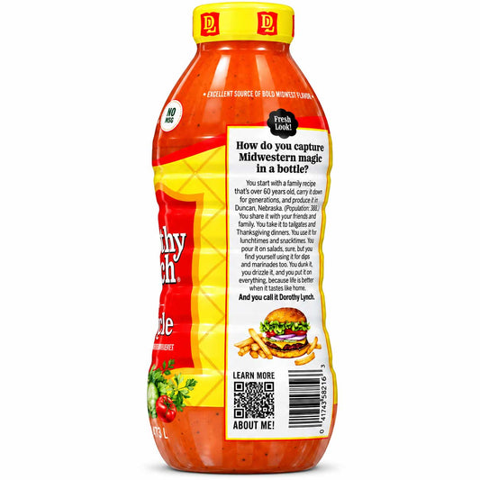 Homestyle Dorothy Lynch Salad Dressing in 16 oz bottle, gluten-free, with a creamy texture and classic flavor, displayed on a white background.