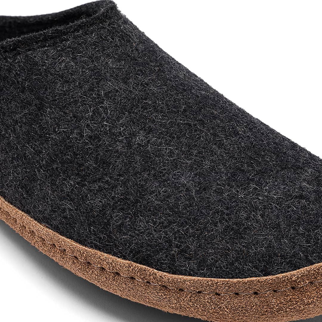 Kyrgies indoor wool slides in oatmeal color with slip-on design, featuring soft wool material and comfortable indoor footwear.