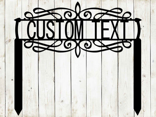 Black Lewis Design Company custom decorative garden sign for outdoor patio and garden art, 15x13 inches.