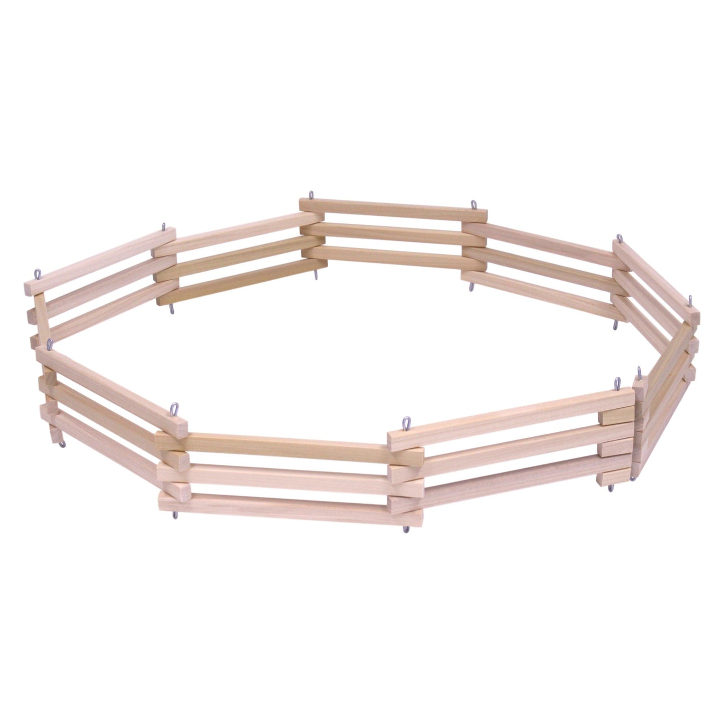 Unfinished wooden folding corral fence toy with natural wood finish, handcrafted by AmishToyBox.com, ideal for children's play.