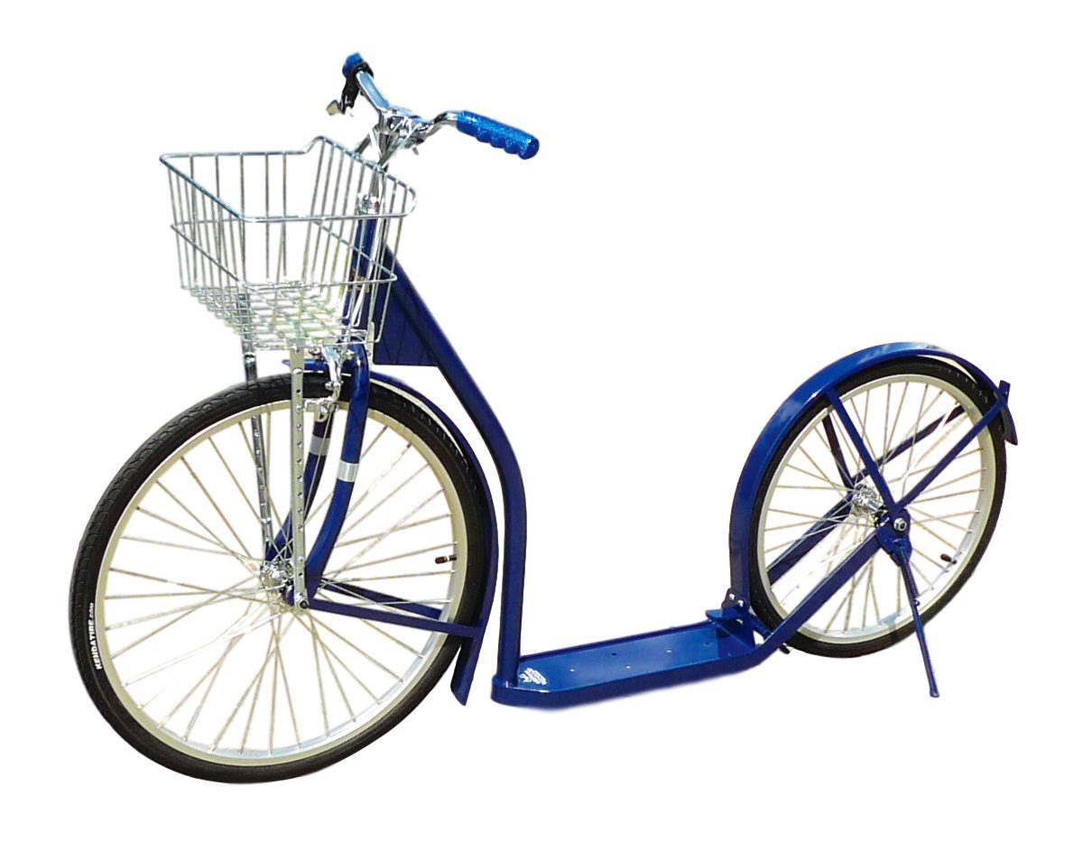 Amish-made deluxe adult kick scooter with 24-inch front wheel and 20-inch rear wheel, featuring a sturdy frame and ergonomic handlebar.