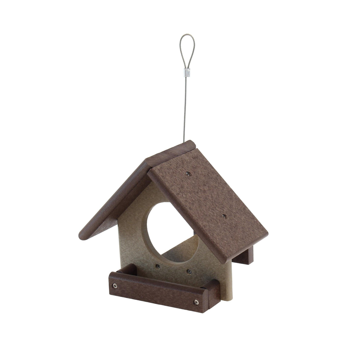 Amish-made peanut butter bird feeder designed to fit an 18 oz. jar, with a durable construction and natural wood finish.