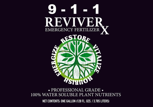 MIgardener Revive Rx fertilizer gallon jug, eco-friendly plant fertilizer for healthy growth, with green label and measuring cap.
