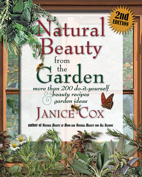 Cover of Mother Earth News book titled Natural Beauty from the Garden, featuring garden-inspired natural beauty tips and illustrations.