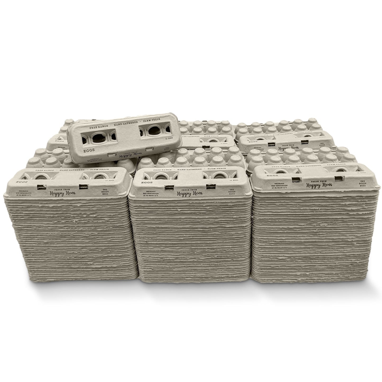 Blank Henlay egg cartons from My Pet Chicken, available in 25, 90, or 250, designed for storing and stamping eggs.