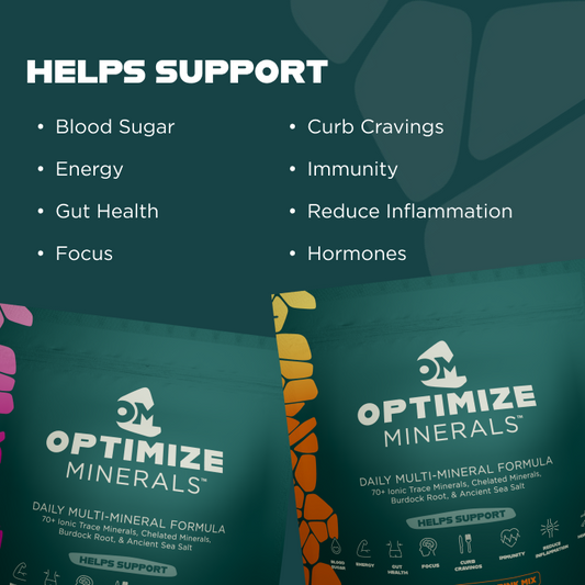 Optimize Minerals and Vitaminz BUNDLE with blood orange flavor, 30-day supply of mineral and vitamin supplement capsules.