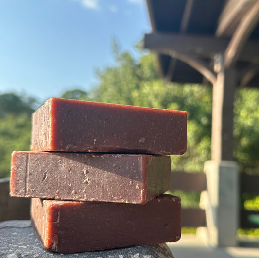 Bar of Moroccan Vanilla Goat Milk Soap by Peachy Clean Soaps with a creamy, vanilla-scented soap bar on a neutral background.