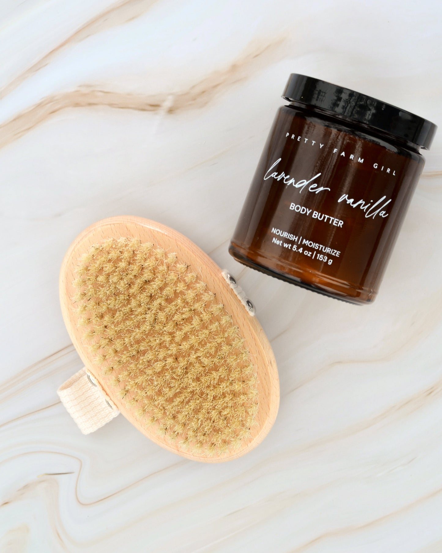 Lavender vanilla bean tallow body butter cream by Pretty Farm Girl, showing a smooth, creamy texture with lavender and vanilla scent.