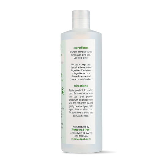 ReNewedPet 4-ALL PETS EYEWASH for pet grooming, 2 oz bottle, suitable for cleaning pets' eyes, no cotton pads included.