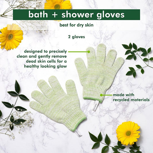 ReNewedPet exfoliating bath gloves for pet grooming, soft textured gloves for gentle cleaning and shedding removal.