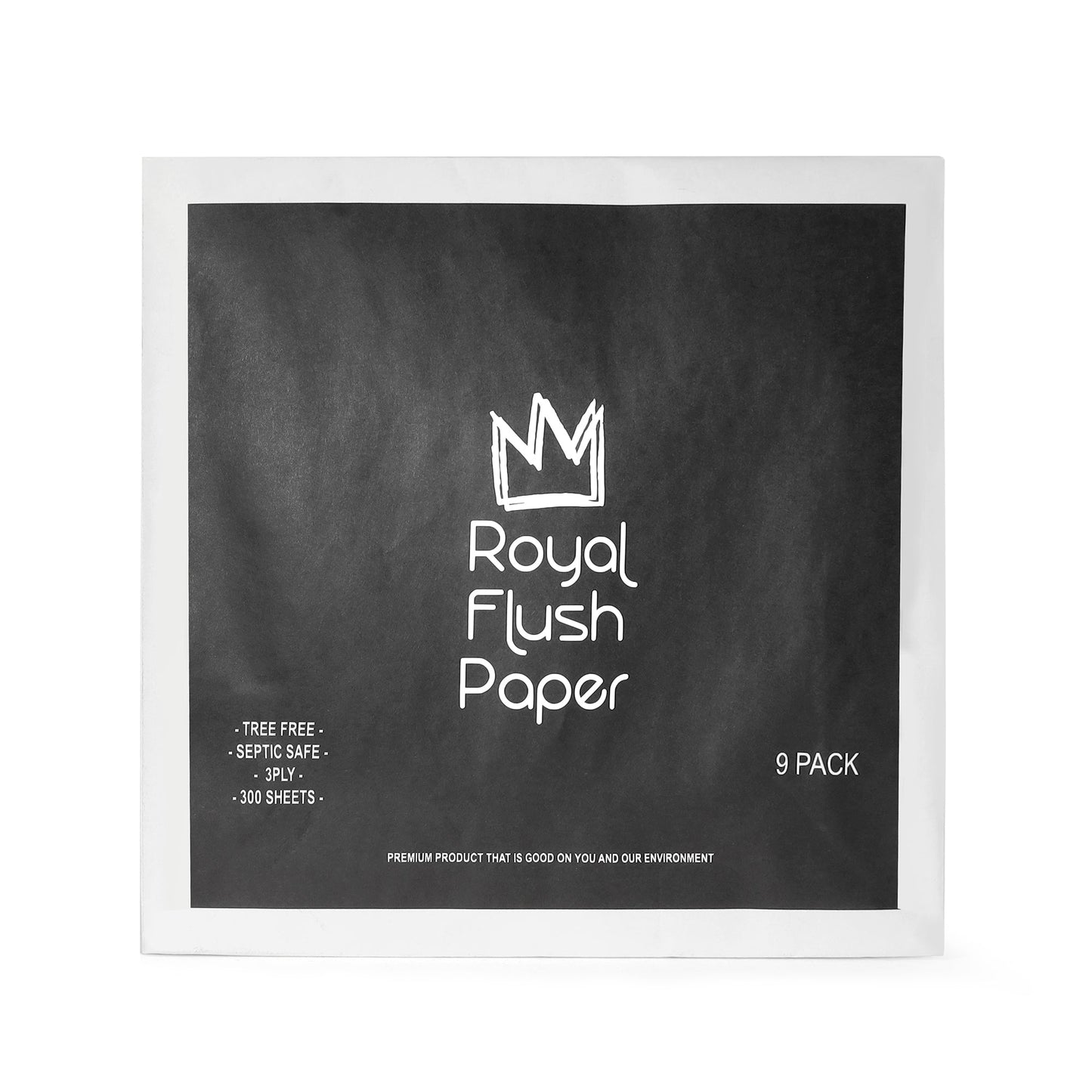 Royal Flush Paper premium bamboo toilet paper in a 27-roll box, featuring soft, eco-friendly bamboo tissue on each roll.