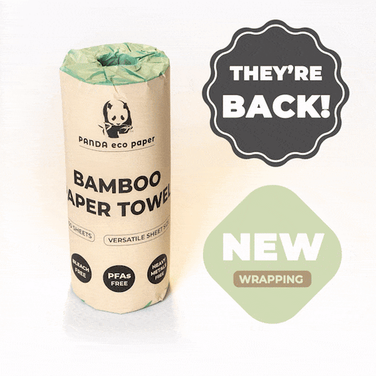 Rustic Strength Panda Eco Paper Bamboo Paper Towels, 12 rolls, natural bamboo material, eco-friendly paper towels for home use.