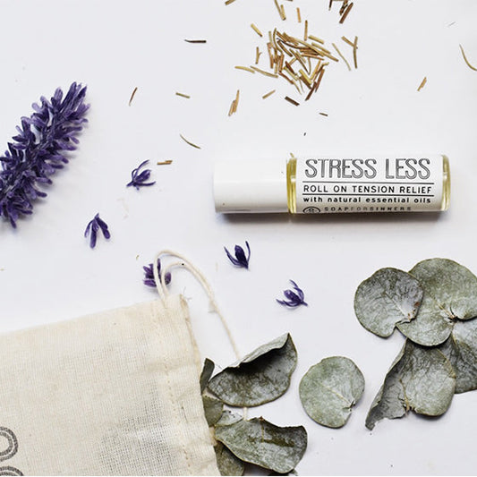 Roll-on Tension Relief by Soap for Sinners in a compact bottle, designed to ease stress and muscle tension with aromatic essential oils.