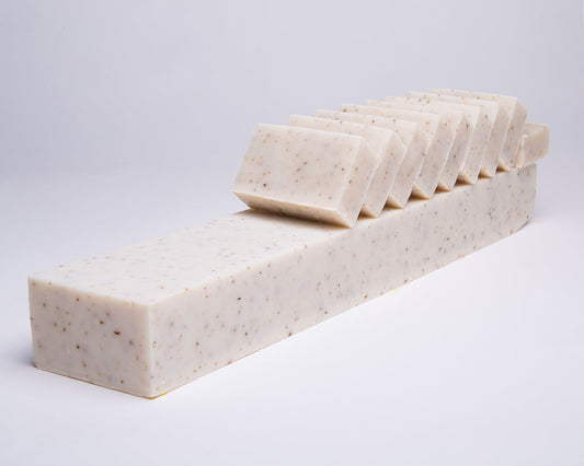 Bar of Soap for Sinners Peppermint Eucalyptus soap, showing a fresh, aromatic soap with green and white swirls.