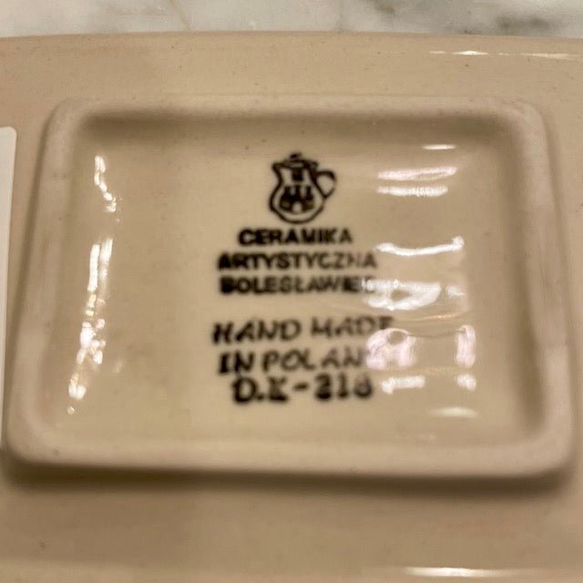 Hand-painted Polish floral ceramic soap dish by The Celtic Farm featuring a colorful flower meadow design.