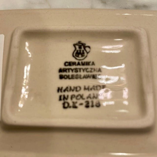 Hand-painted Polish floral ceramic soap dish by The Celtic Farm featuring a colorful flower meadow design.