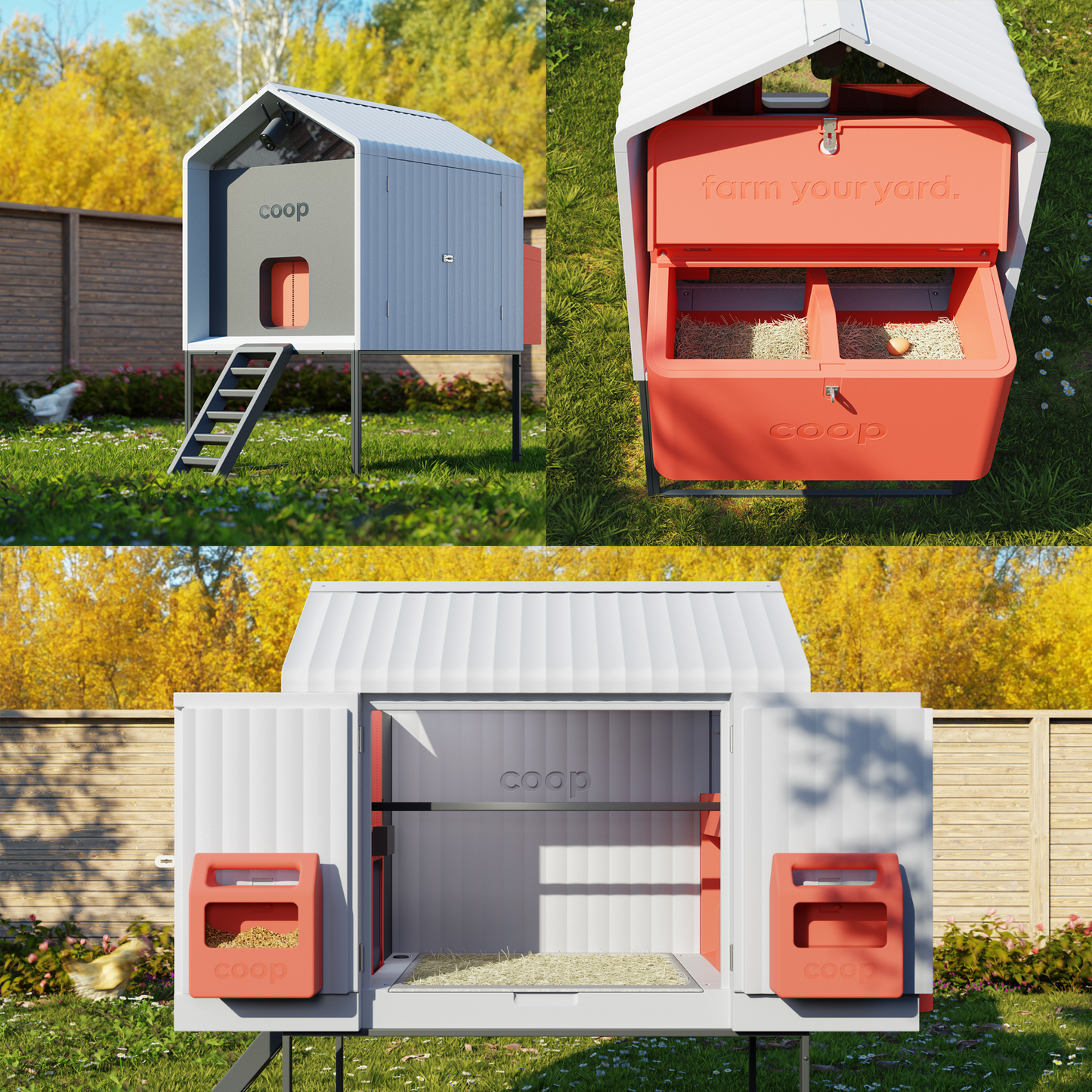 The Smart Coop Unlimited+ chicken coop with spacious design and free chicks, featuring secure nesting areas and ventilation.