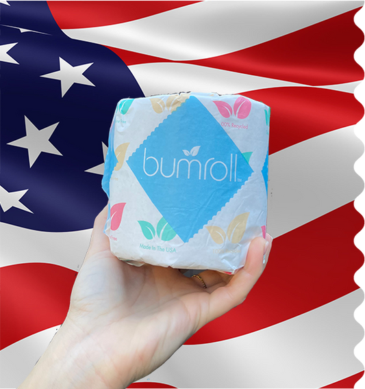 Join Bumroll bamboo toilet paper and paper towels, made in the USA, showcasing eco-friendly packaging and plant-based materials.