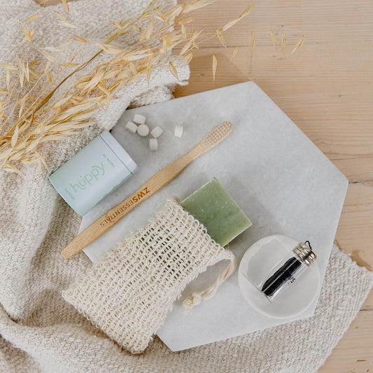 Natural fiber soap saver bag for bath and body, designed for zero waste and eco-friendly soap storage.