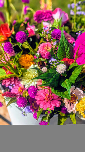 Farm fresh bucket of flowers from Blessings Grow Meadows 