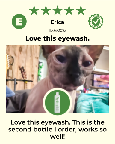 ReNewedPet 4-ALL PETS Eyewash bottle for pet grooming, with clear label and applicator cap in the image.