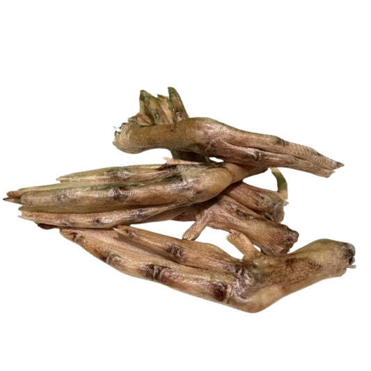 Freeze-dried duck feet for dogs, natural joint support treats, 10-piece pack, premium quality made in the USA.
