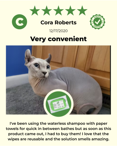 Reusable pet wipes from ReNewedPet for all pets, shown in a colorful graphic highlighting grooming and cleaning benefits.