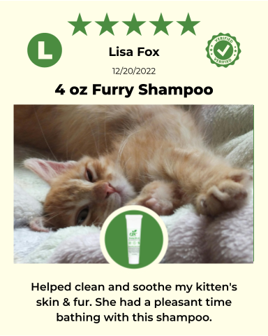 Graphic showing ReNewedPet 4-Furry Pets Ultimate Grooming Kit with shampoo bottles and grooming tools for furry pets.