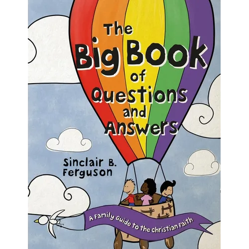Hardcover copy of The Big Book of Questions and Answers, a family devotional guide to Christian faith by splitShops, with colorful cover.