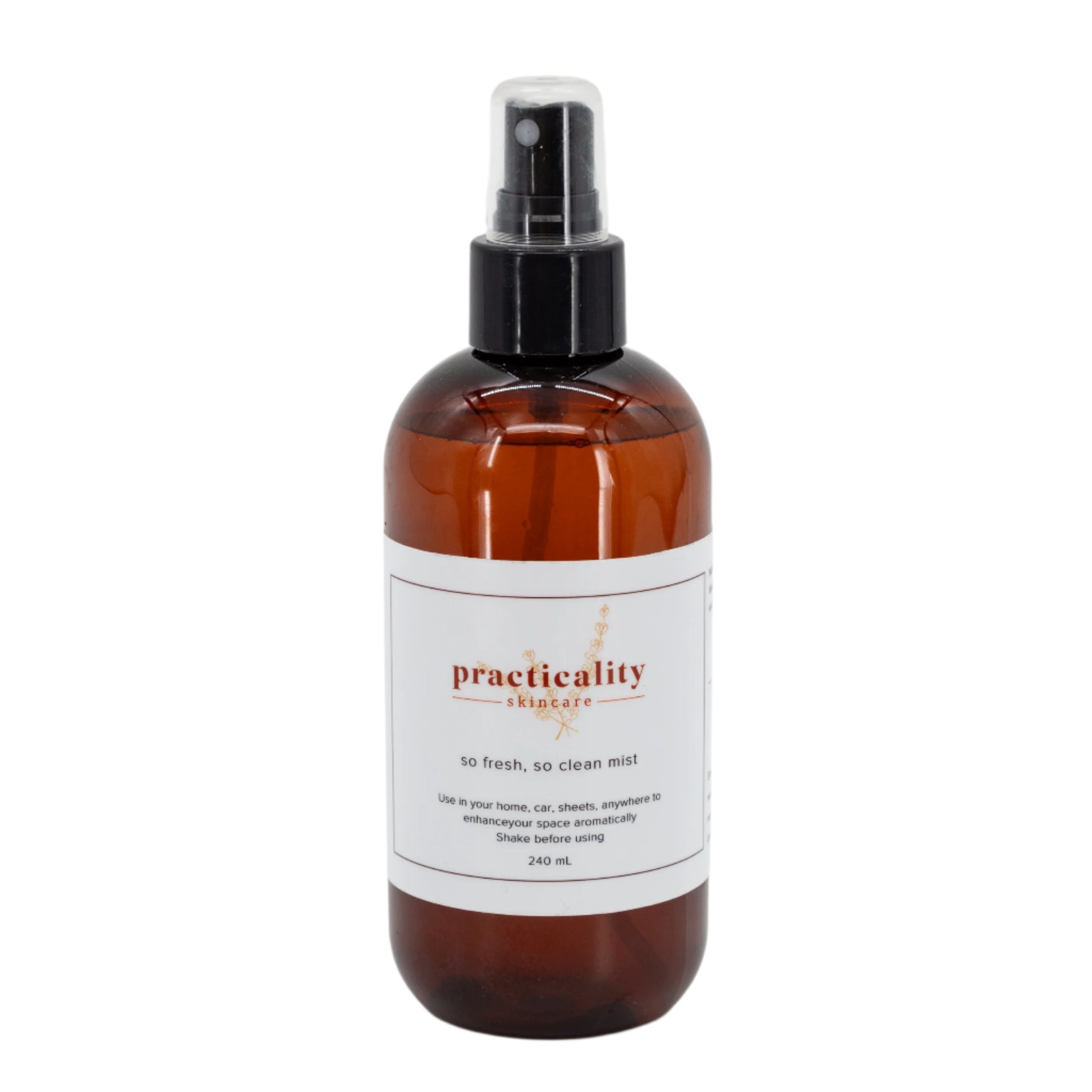 So Fresh So Clean aromatic mist and bug repellent in an 8 oz bottle from Emerald Healing Arts & Apothecary, designed for bath and body use.
