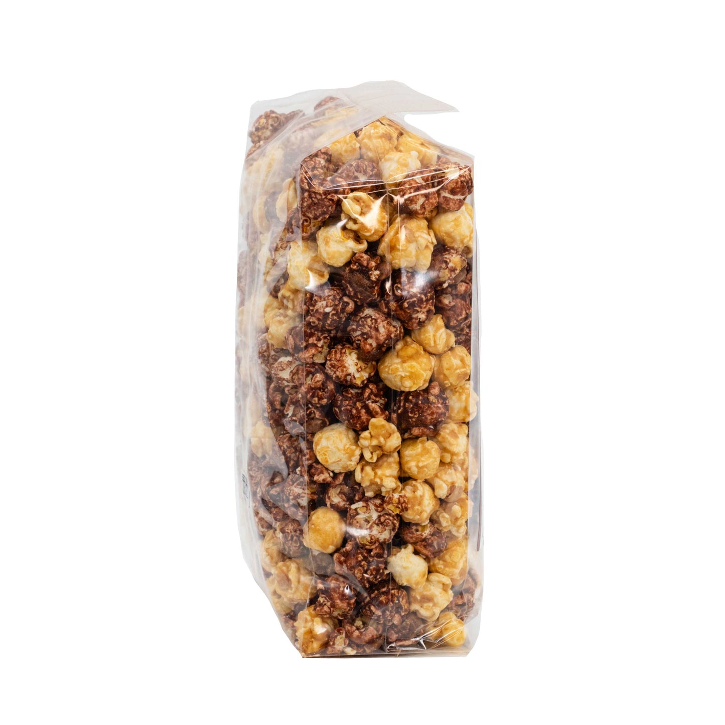 Peanut butter cup popcorn in a 7 oz bag from HR Poppin' Snacks, featuring crunchy popcorn with peanut butter cup flavor.