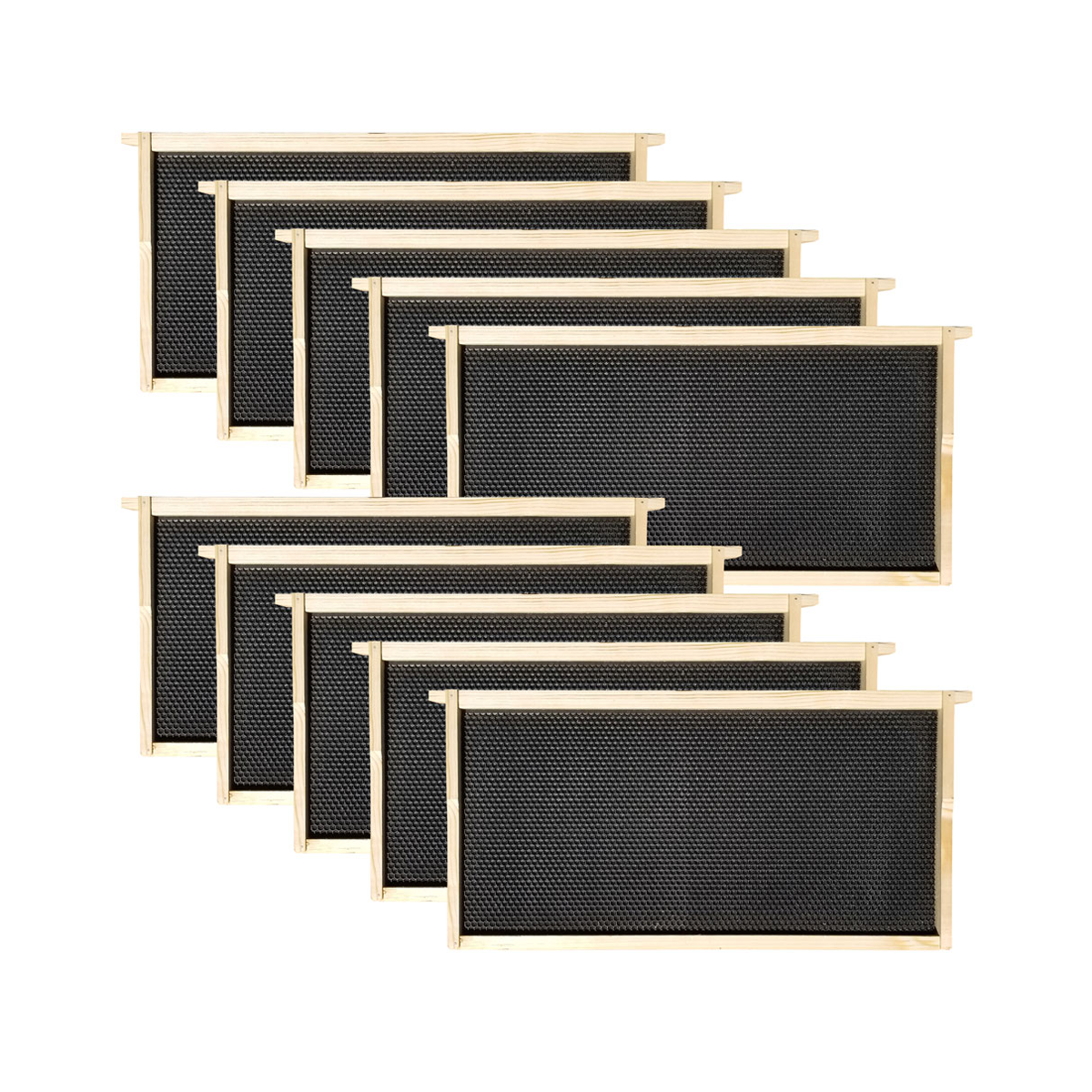 Galena Farms 10-frame complete beehive kit with fully assembled Amish-made hive, 2 deep boxes, 1 medium box, frames, and wax-coated foundations.