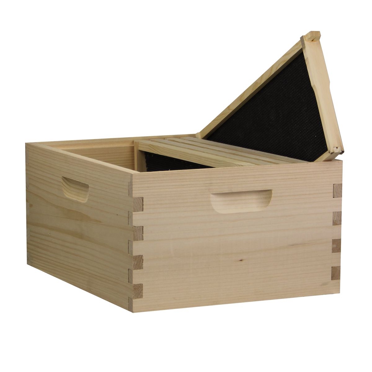 Galena Farms Amish-made 10-frame beehive starter kit with deep box and five frames for beekeeping.
